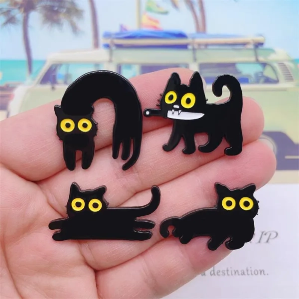Funny Black Cat Enamel Pin | Cat Lovers Badge Pin | Lapel Pin | Collar Pin | Best Friend Gift | Birthday Gift for Her/Him