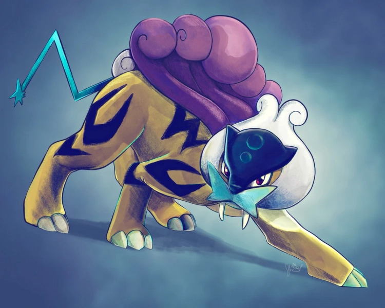 Raikou on Textured Art Paper