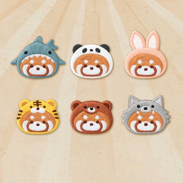6PCS Red Panda Stickers Cute Lesser Panda Embroidered Patches