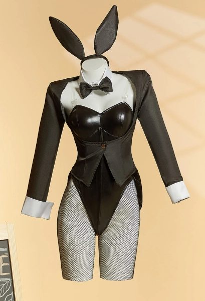 My Dress Up Dear Kitagawa Marin Cosplay Costume Black Bunny Bodysuit and Coat with Stockings and Bunny Ear Headband