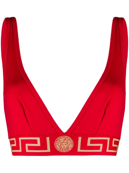 Versace Greca Border Triangle Bralette | Red | FARFETCH TH