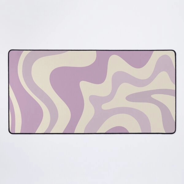 Retro Liquid Swirl Abstraktes Muster in Lavendel und Creme Mauspad