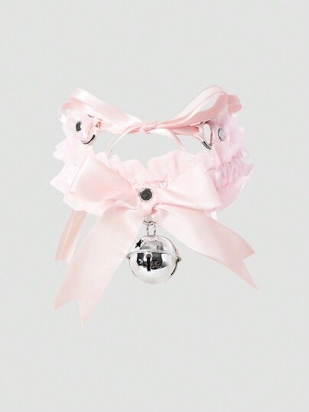 Pink Lace Bow Bell Anklet