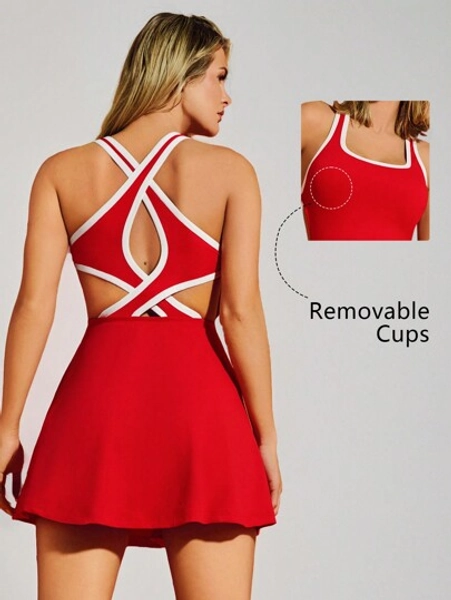 SHEIN VARSITIE Basic Tennis Rückenfreies Kleid für den Sport im Sommer