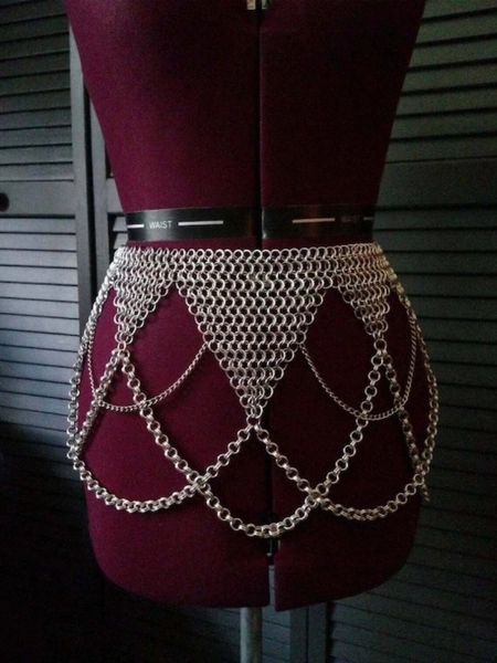 Chainmail Belt Mini Skirt Swim Skirt Ornamental Belt Chainmail Belly Dance Belt Aluminium Handmade Gypsy Medieval Cosplay SCA LARP