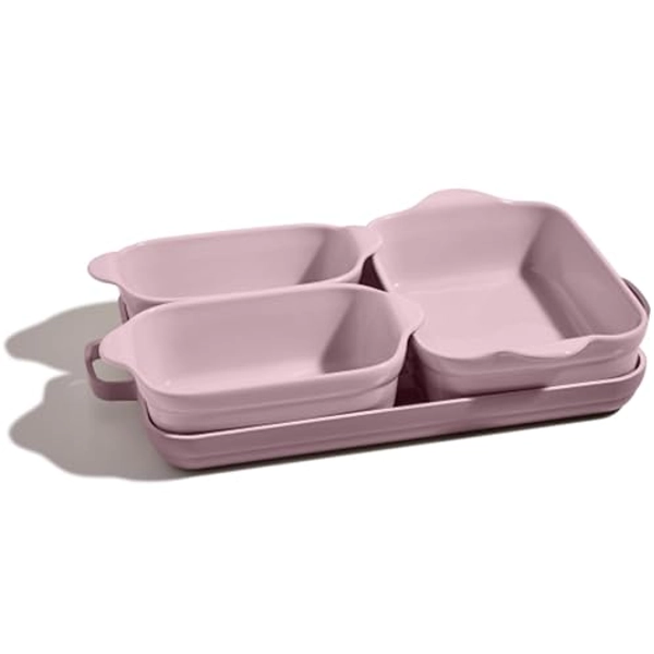Our Place Bakeware Set | 5-Piece Nonstick, Toxin-Free, Ceramic, Cast Aluminum Set with Oven Pan, Bakers, & Oven Mat | Space-Saving Nesting Design | Oven-Safe | Bake, Roast, Griddle and more | Lavender