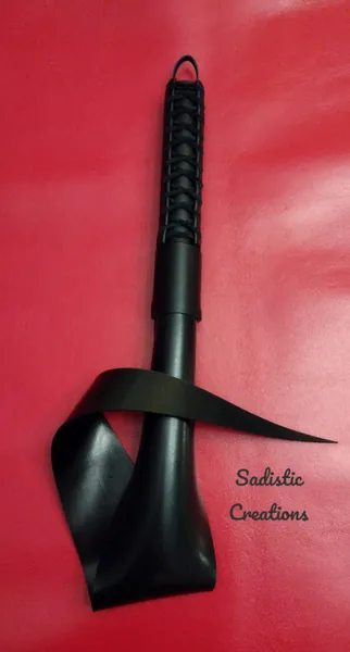 BDSM Black Rubber Dragon Tail with Black Leather Corset Laced Handle