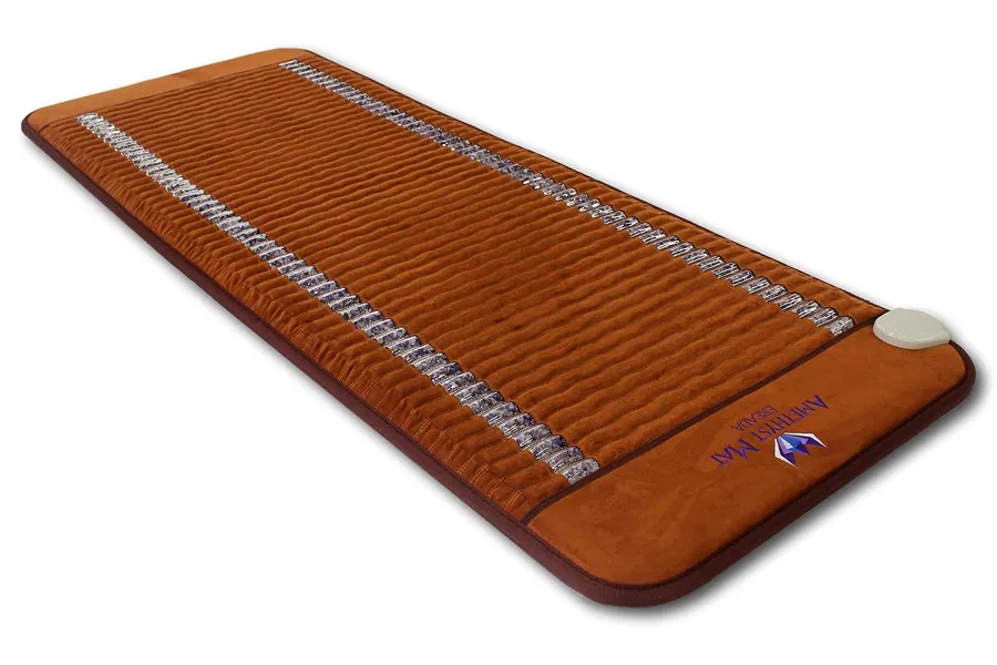Ereada Infrared Amethyst Mat - Brown Compact Pro 59"L x 24"W (150x60 cm) - Adjustable Deep FIR Heating Pad 86-158°F (30-70°C) - Negative Ions - Jewelry Grade Natural Crystals - BROWN Midsize 59"L x 24"W