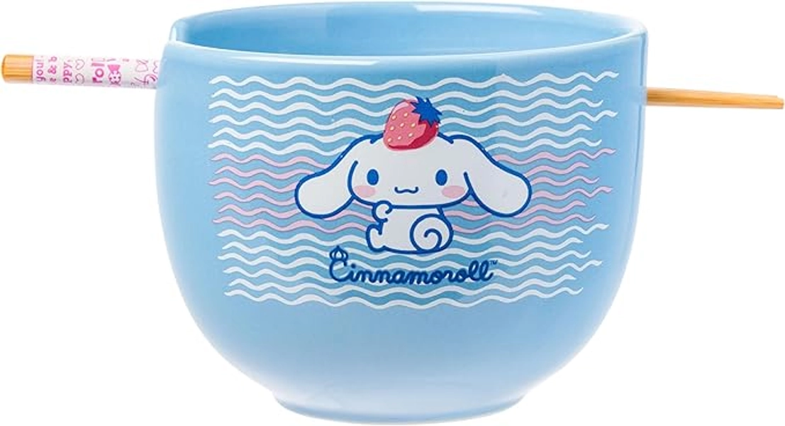 Cinnamoroll Sanrio 20z Ramen Bowl w’ Chopsticks – Strawberry