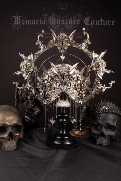 CUSTOM ORDER Set "Baroque Vampire" blind mask & halo headpiece - gothic, cosplay, fantasy - ready for dispatch in 7 - 8 weeks