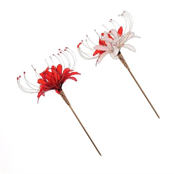 Handwork Red Lycoris Radiata Flower Hair Stick Ancient Style Hanfu Hairpin Cheongsam Accessories Women Girl Headdress Gift 1pc - AliExpress 