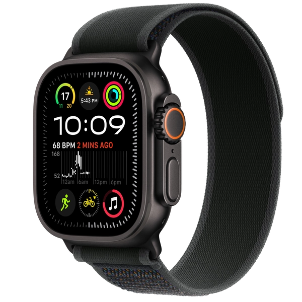 Apple Watch Ultra 2 GPS + Cellular, 49-mm Black Titanium Case with Black Trail Loop — M/L