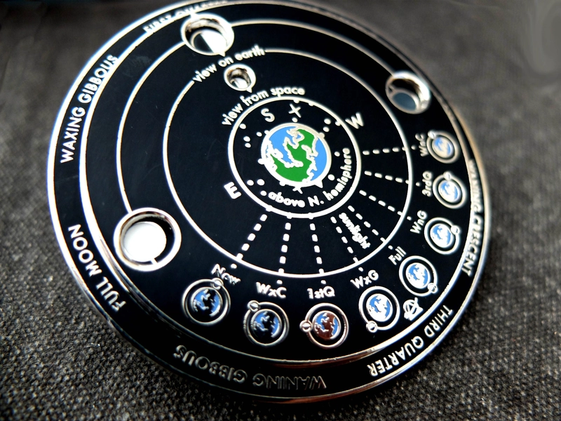 Lunar Phases Enamel Pin - Moon Chart Spinner / Spinning Pin