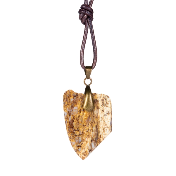 Handcrafted Petrified Wood Pendant Necklace with Chalcedony Accents on a 2mm Leather Cord - Hold the Power of Ancient Healing - Native Stonz