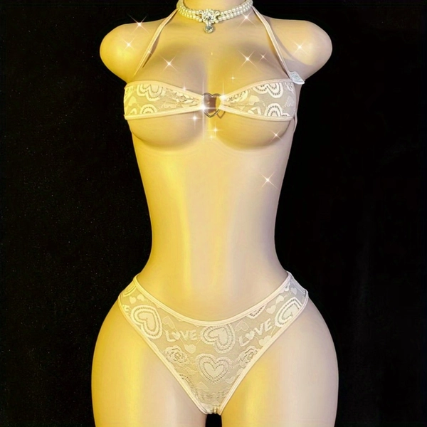 Women'S Sexy Bold Lingerie Bra & Panty Set High Elasticity Set Seduction See-Through Passion Tease Set Three-Point Style Sex Fun