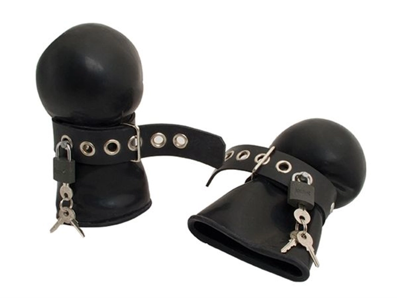 Rubber Lockable Bondage Mittens 