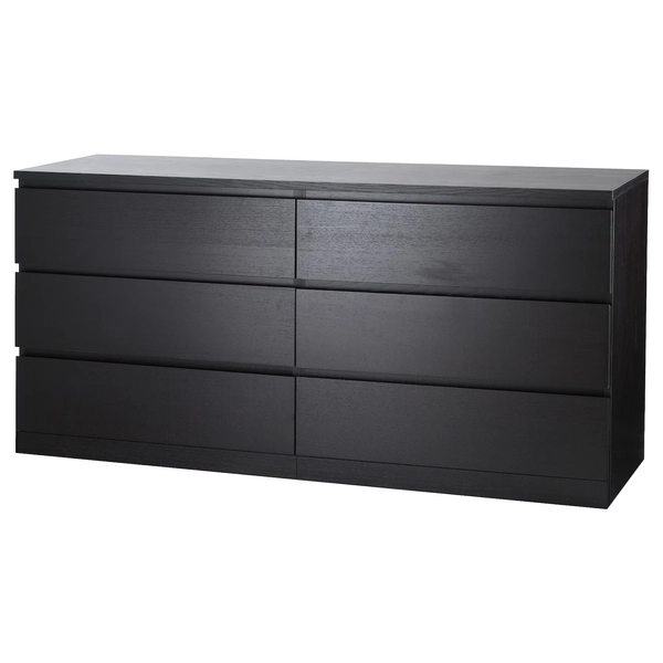 MALM Chest of 6 drawers - black-brown 160x78 cm