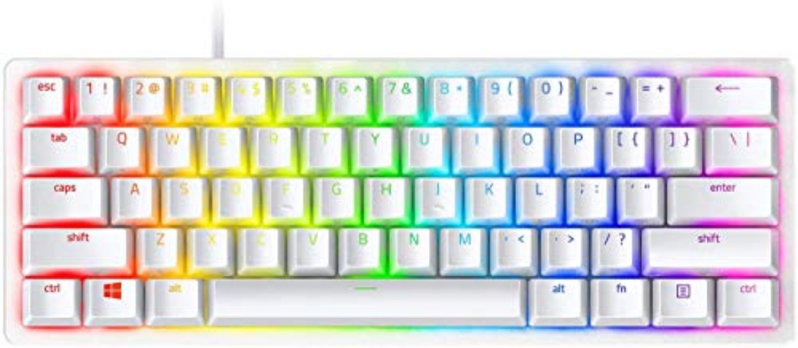 Razer Huntsman Mini 60% Gaming Keyboard: Fast Keyboard Switches - Clicky Optical Switches - Chroma RGB Lighting - PBT Keycaps - Onboard Memory - Mercury White - Mercury White - Clicky Optical Switches