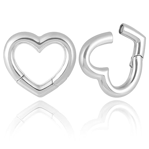 Earblity 4mm-6mm(5g-2g) Hypoallergenic 316L Stainless Steel Heart Ear Weights Hangers For Stretched Ear Lobe Piercing Ear Plugs Gauges Body Jewelry - Middle Heart Silver