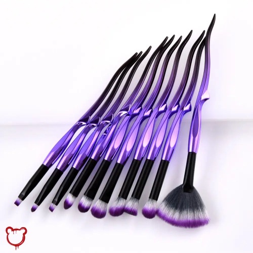 Gothic Purple Makeup Brush Set - 10pcs
