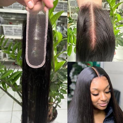 Aorbige 2x6 HD Swiss Lace Melt Skin Lace Closure Long Deep Parting Raw Hair Materials Straight Style Much Fuller with Natural Hair Line Human Hair Natural Black Color (14inch, HD 2x6 lace closure) - 14 Inch - HD 2x6 lace closure