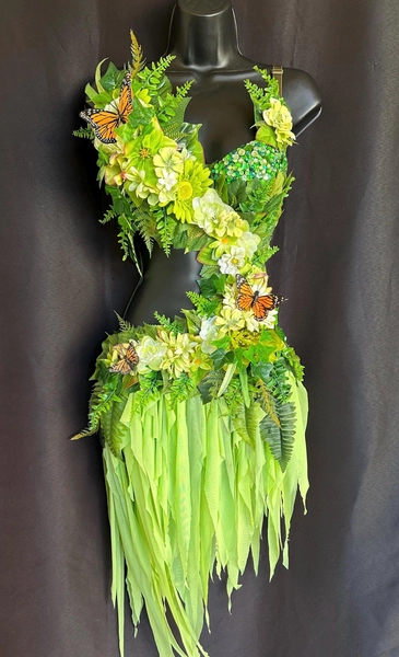 The Original Forest Fairy Monokini Costume - Mesh Skirt, Floral Accents, Rhinestones - Spring Fairy Monokini, Woodland Fairy, Nymph Fairy