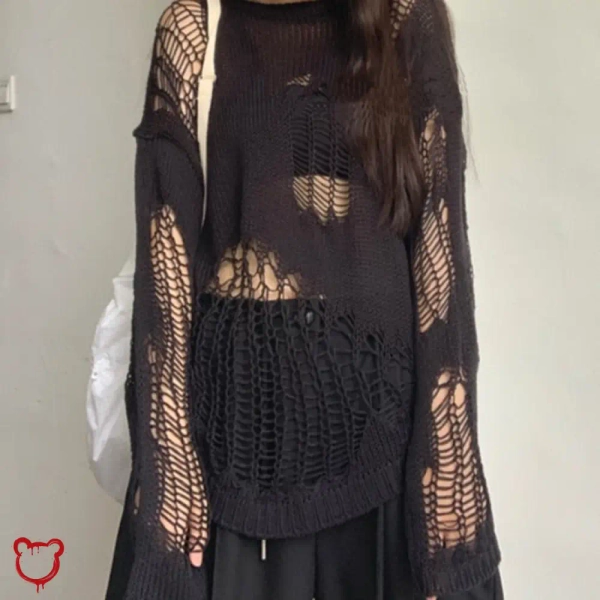 Black Grunge Oversized Sweater