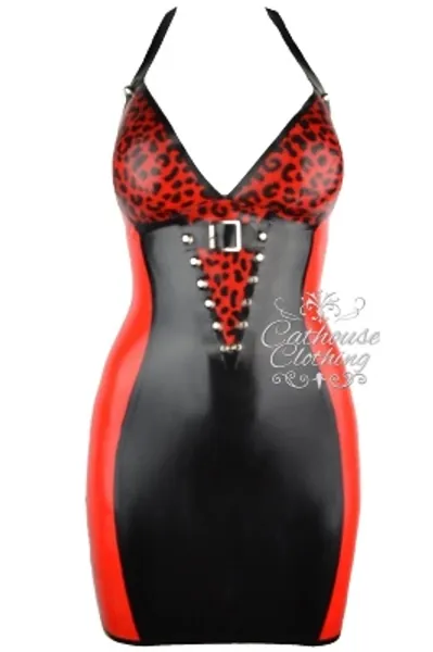 Latex BabyLeopard stud dress