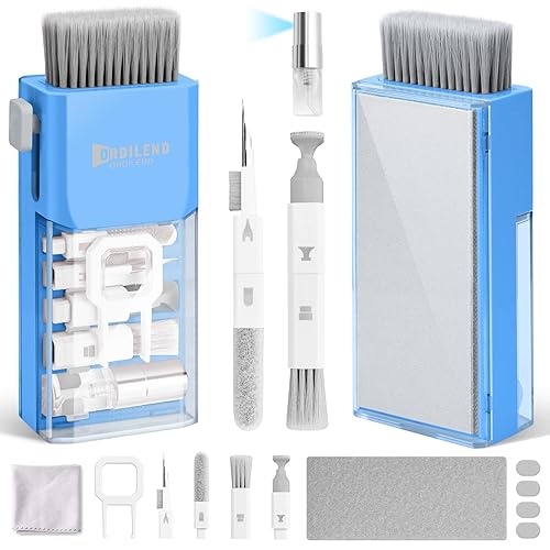 Ordilend Tastatur Reinigungsset, Alles in 1 Screen Cleaner Kit for iPhone Pro Handy, Tastaturreiniger mit Bürste Laptop Keyboard Cleaner for Tablet, Computer, PC Monitor,Kamera mit Patent Himmelblau - Himmelblau