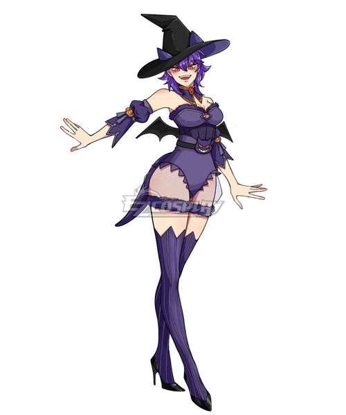 Ezcosplay Original Derivative PM Halloween Gengar Witch Sexy Lingerie Bodysuit Cosplay Costume