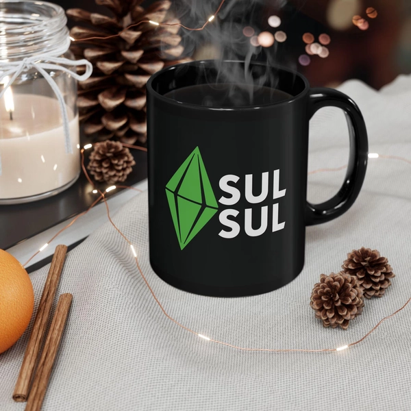The Sims Greetings Sul-Sul Green Plumbob Black Ceramic Mug 11oz