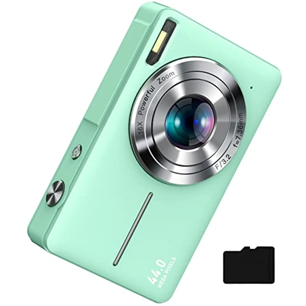 Digital Camera, FHD 1080P, Digital Point and Shoot, 44MP for Vlogging with Anti Shake 16X Zoom, Compact, Small for Kids Boys Girls Teens Students Seniors