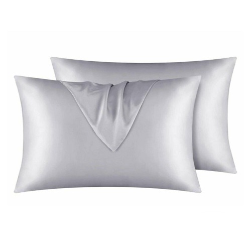 Satin Silk Anti-Aging Pillowcase for Skin & Hair - 2 Pcs - Gray / King