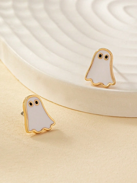 1pair Halloween Demon Shaped Stud Earrings For Women
