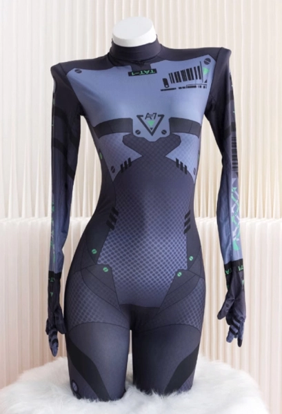 Sexy Lingerie Full Body Tight Jumpsuit Mechanical Style Printed Bodysuit