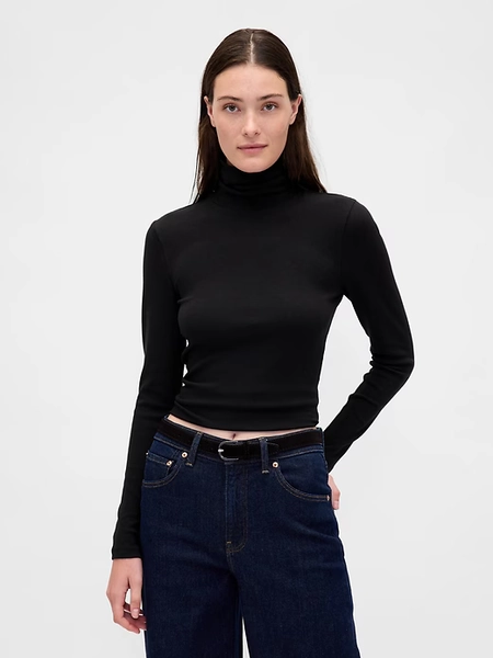 Black Modern Rib Turtleneck