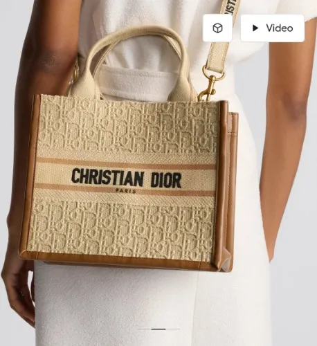 Beige Dior Oblique Embroidered Raffia and Camel Calfskin