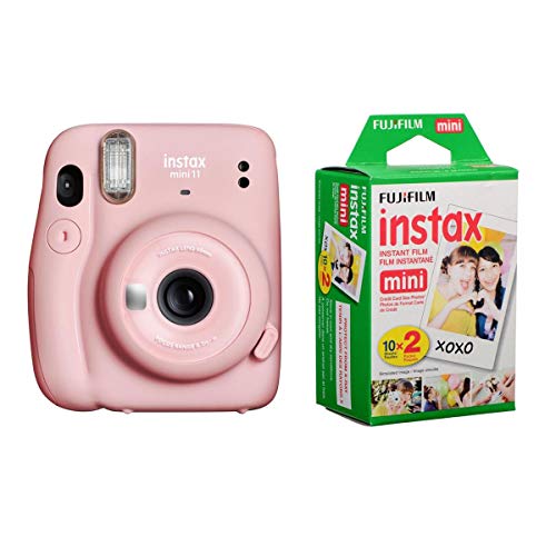 Fujifilm Instax Mini 11 Instant Film Camera, with Fujifilm instax Mini Instant Daylight Film Twin Pack, 20 Exposures (Blush Pink) - Blush Pink