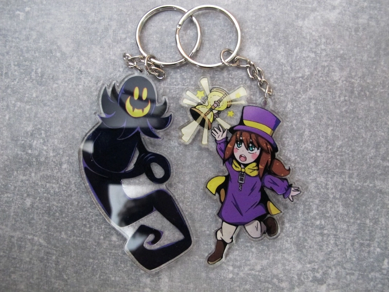 Cute Acrylic Charm Keychain inspired by Hat Kid and the Snatcher from A Hat in Time