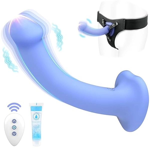 Adult Sex Toys Harness Dildos - Adult Sex Toy for Women Strap-on Dildos with Adjustable Waist, Female Sex Toys Silicone Dildos Vibrators with Remote Control for Hands-Free Play, Sex Toys for Lesbians