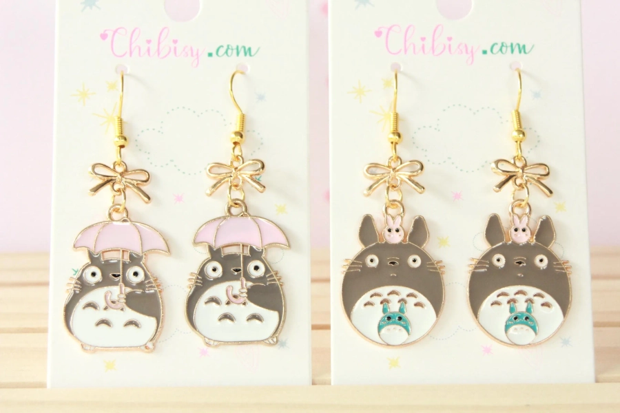 Kawaii Chinchilla Stainless Steel Hypoallergenic Earrings/ Girls Dangle Earrings/ Cute Heart Gold Color SS Dangle Earrings