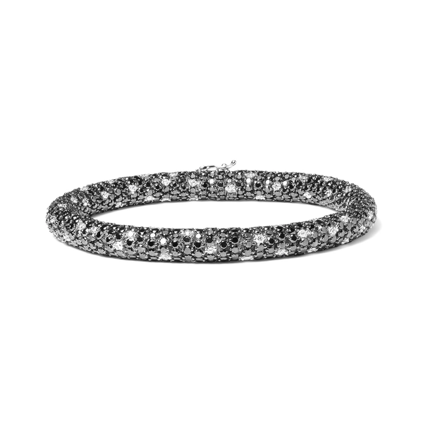 18K White Gold 20.0 Cttw Black and White Pave Set Diamond Eternity Snake Skin Style Tennis Bracelet (Black and G-H Color, SI1-SI2 Clarity) - Size 7