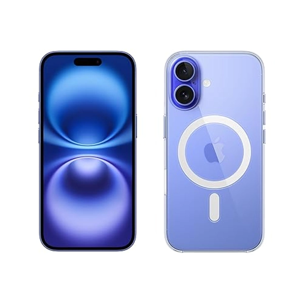 Apple iPhone 16 (512 Go) - Outremer + Coque Transparente avec MagSafe