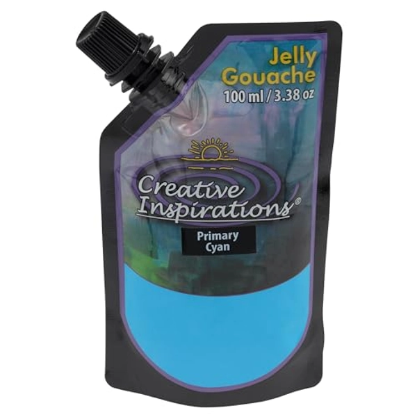 Creative Inspirations Jelly Gouache - Primary Cyan 100 mL - Unique & Vibrant Jelly Gouache Paint for Artists, Beginners, Painting Parties and More