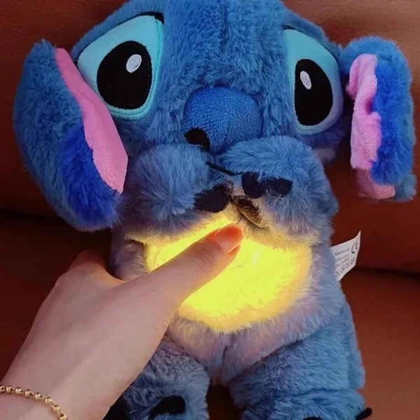 Gifts Sleep 33CM Lilo&amp;stitch Plush Doll Breathing Child  Soothes Toy Light Blue