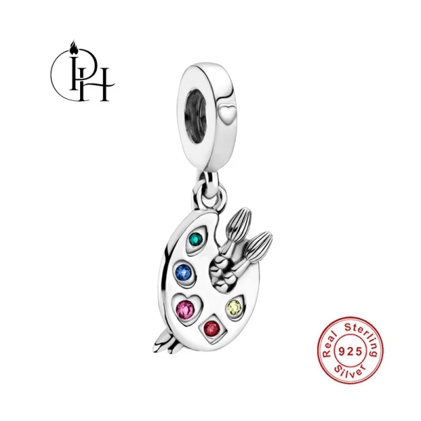 Art Painter Charm Pandora Fitting Palettes And Brush 925 Sterling Silver Genuine Birthday Gift