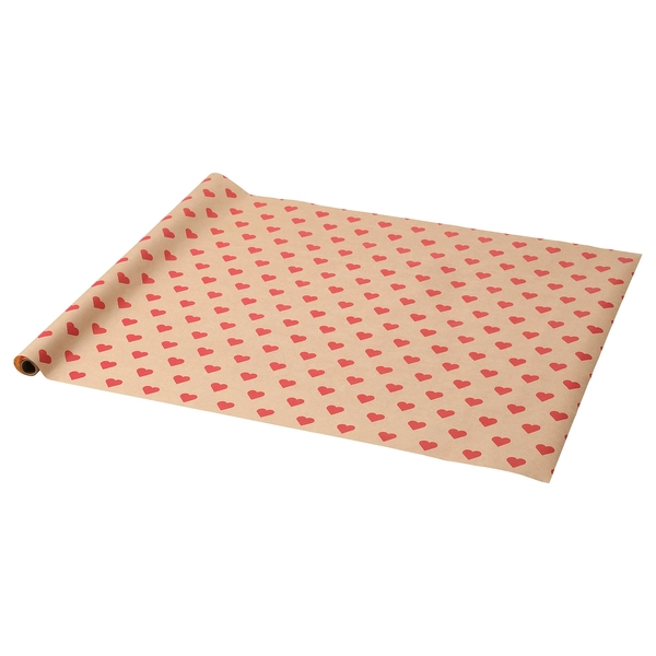 VINTERFINT Gift wrap roll - heart pattern brown 3x0.7 m