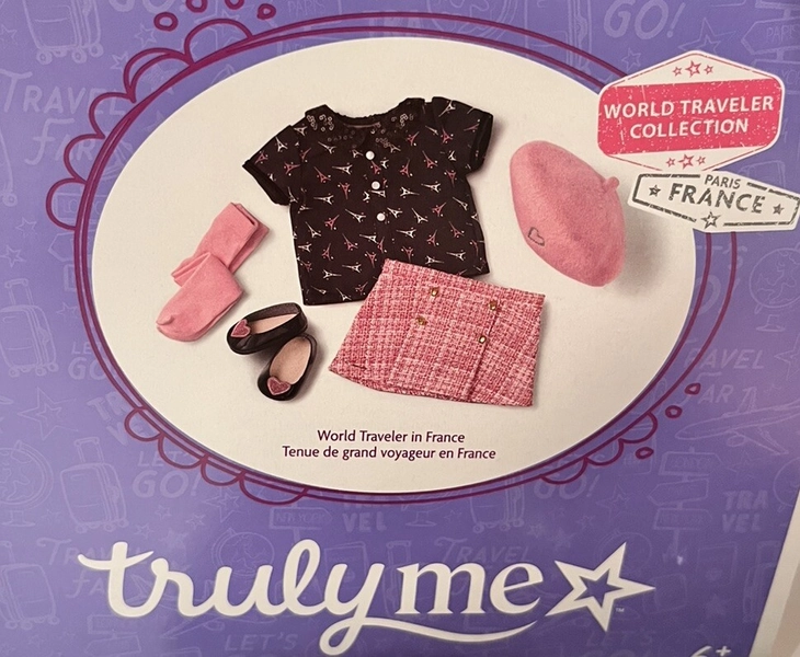 American Girl Doll World Traveler in France Outfit W/Beret ,Truly Me NIB SEALED