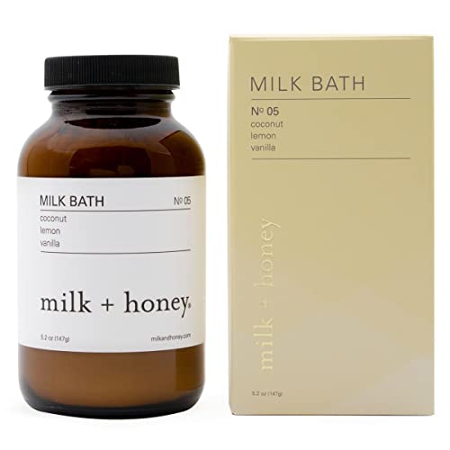 milk + honey Milk Bath No. 05, with Coconut Oil, Vanilla, and Lemon and Peel Oil, Moisturizing, Luxurious Milk Bath, 5.3 Ounces - Coconut Oil, Vanilla, and Lemon Peel Oil - 5 Ounce (Pack of 1)