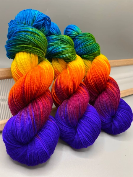 Rainbow Brite ~ hand dyed yarn  - lace / sock / fingering / sport / dk / worsted / aran / bulky yarn / super bulky - rainbow - superwash